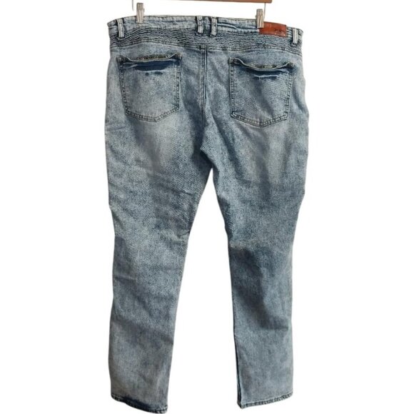 Mens Jeans Classic Collection Denim Biker Jeans Size 38 With Zip & Pocket Acc - Picture 3 of 6